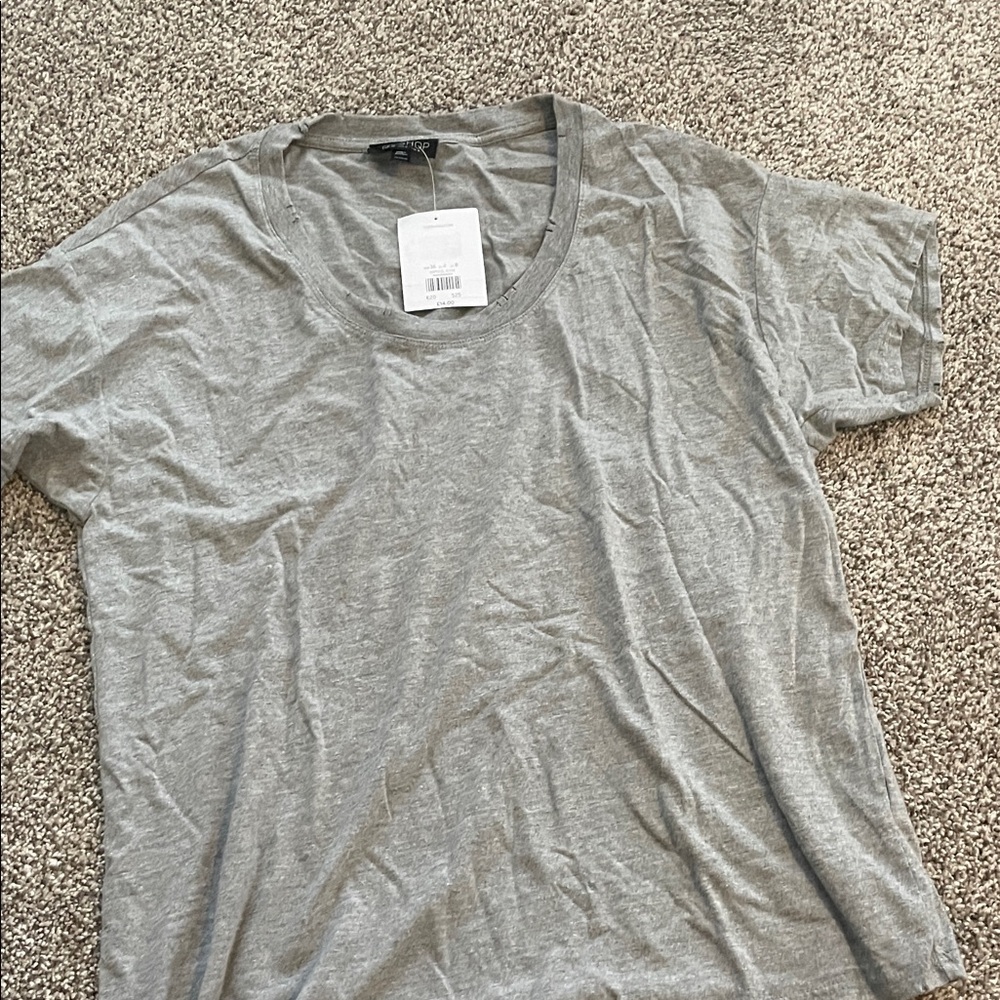 Topshop Gray Crew Neck Tee